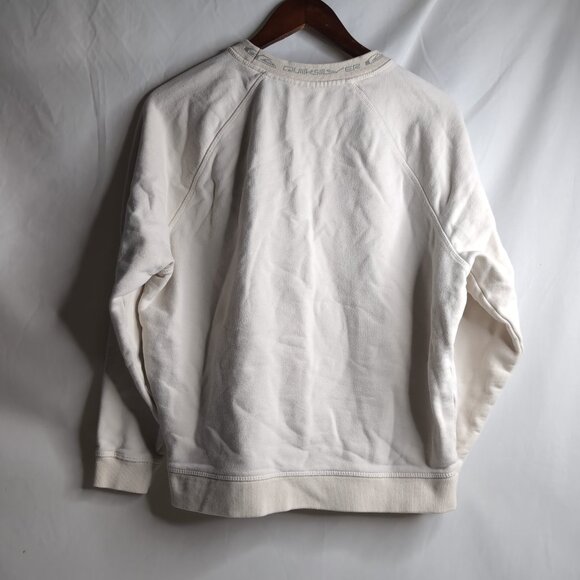 Quiksilver Women's Cream Crewneck 3D Embossed Logo Relaxed Fit, Size Small - Picture 2 of 8